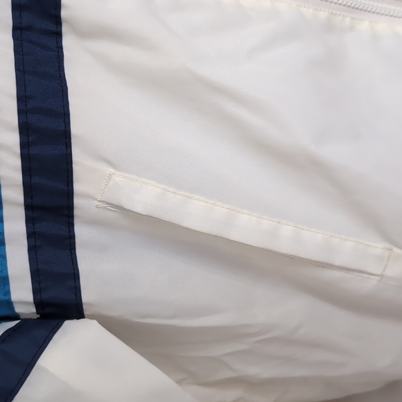 Y2k Vintage Cap'n Jac White Nylon Windbreaker with Blue Stripes Size Large - Picture 3 of 7